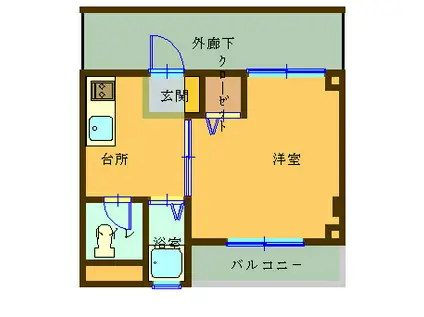 USビル(1K/2階)の間取り写真