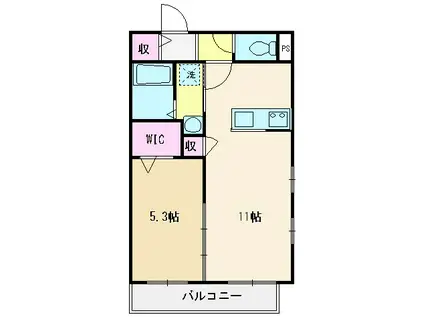 ドルフ朝志ヶ丘I(1LDK/2階)の間取り写真