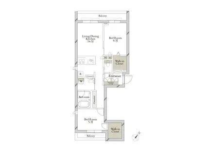 SHMプロエコレット(2LDK/2階)の間取り写真