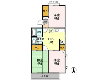 セジュールU(3DK/2階)の間取り写真