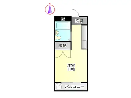 ドミール(ワンルーム/4階)の間取り写真