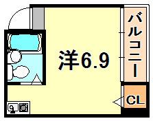 メゾンハマダ(ワンルーム/2階)の間取り写真