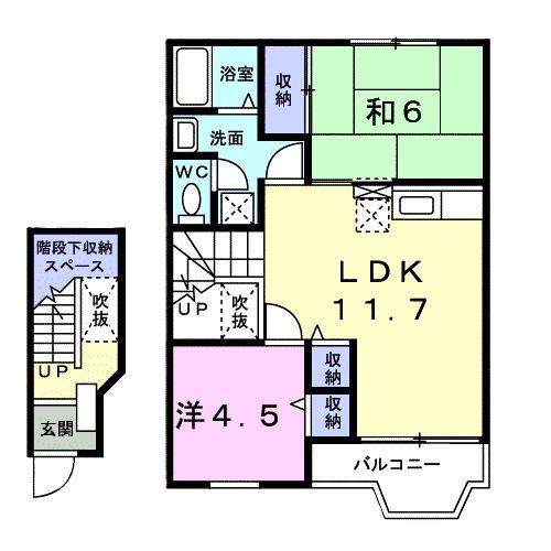 パレスKS(2LDK/2階)の間取り写真
