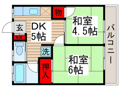 秋本ハイツ(2DK/2階)の間取り写真