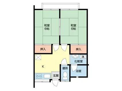 シルキーハイツ(2K/1階)の間取り写真