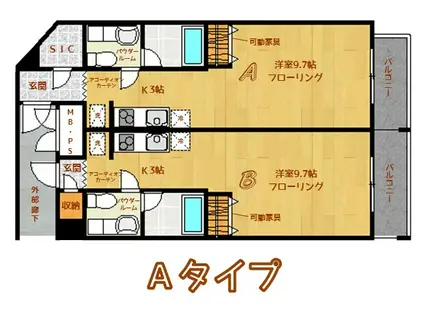 サンガーデン北柏(1K/3階)の間取り写真