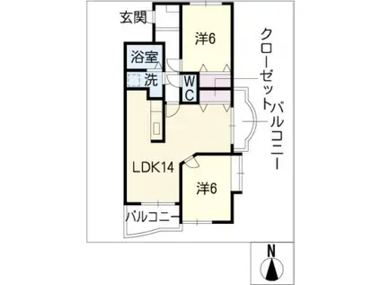 メゾンリュンヌ(2LDK/2階)の間取り写真