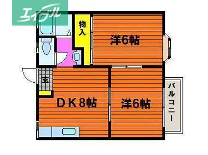 グランドールA(2DK/1階)の間取り写真