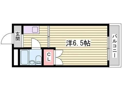 ハイツ神戸西(1K/2階)の間取り写真