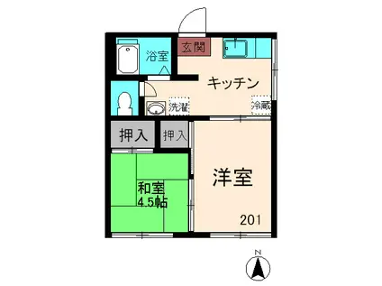 香山ハイツ(2K/2階)の間取り写真