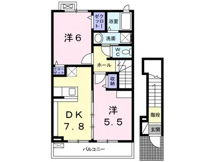 ベルデュールIII(2DK/2階)の間取り写真