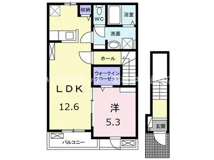 クラール木太リゾンネA(1LDK/2階)の間取り写真