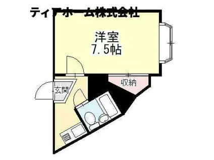 ロイヤル高田(1K/3階)の間取り写真