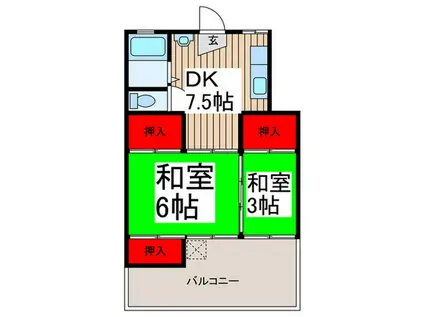 コーポコンドウ(2DK/2階)の間取り写真