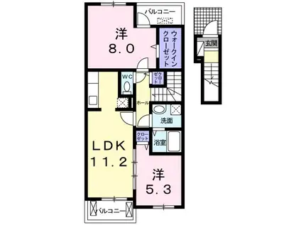 サニーハウス・ヴィオラ(2LDK/2階)の間取り写真