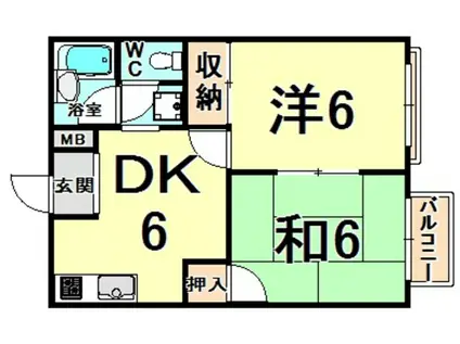 ファミール福田(2DK/2階)の間取り写真