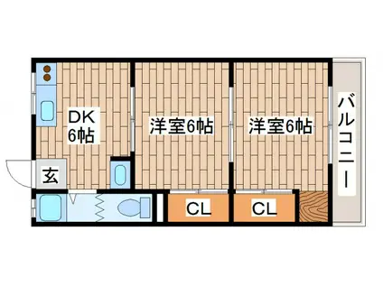 白川台ハイツ(2DK/3階)の間取り写真