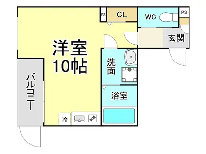 CALM三萩野(ワンルーム/1階)の間取り写真