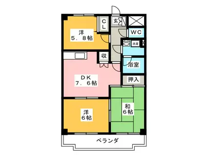 エクセレント22(3DK/3階)の間取り写真