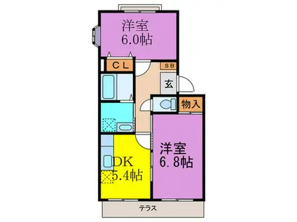 アミール弥永II(2K/2階)の間取り写真