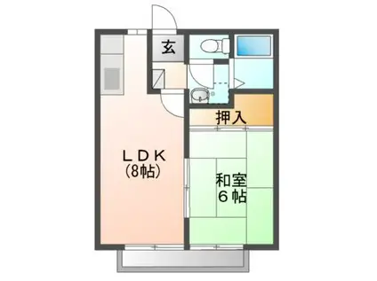 パナハイツやまぐちA(1LDK/1階)の間取り写真