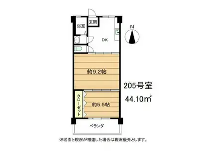 日興コーポラス(1DK/2階)の間取り写真