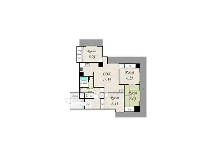 クレア山の街(4LDK/5階)の間取り写真