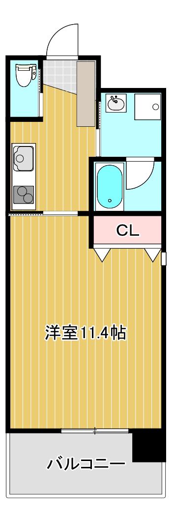 アメニティー新道(1K/4階)の間取り写真