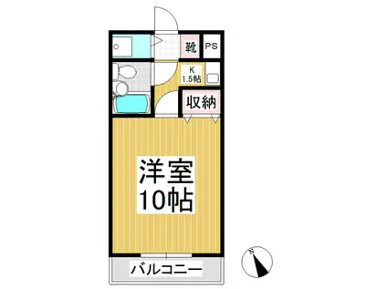 シェトワ鷹羽(1K/4階)の間取り写真