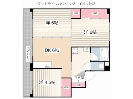 ビレッジハウス三草2号棟(3DK/1階)の間取り写真