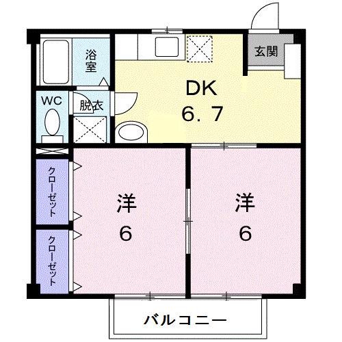 ニューシティMIKI(2DK/2階)の間取り写真