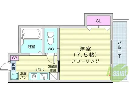 サンライトK1(1K/2階)の間取り写真