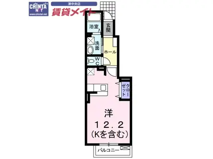 フラワー スペース(ワンルーム/1階)の間取り写真