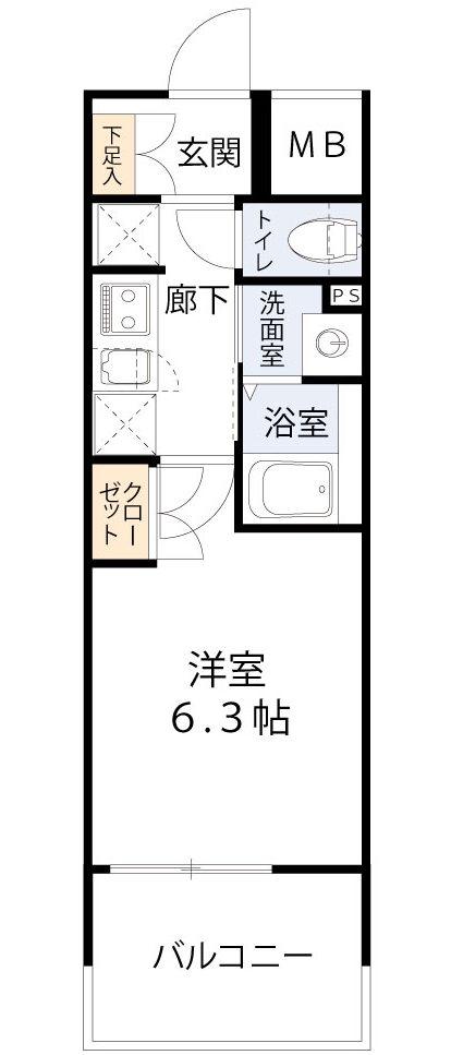 クレストコート靱公園(1K/10階)の間取り写真