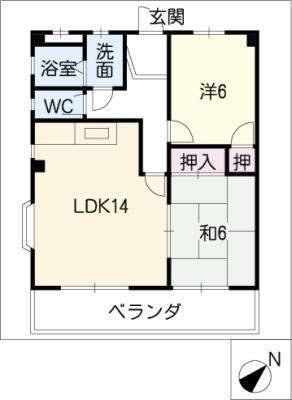 サングランデ元町(2LDK/3階)の間取り写真