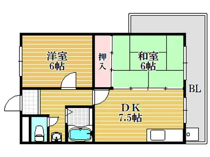 ローズマンション(2DK/3階)の間取り写真