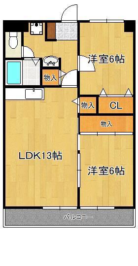 ふぁみーる志徳(2LDK/2階)の間取り写真