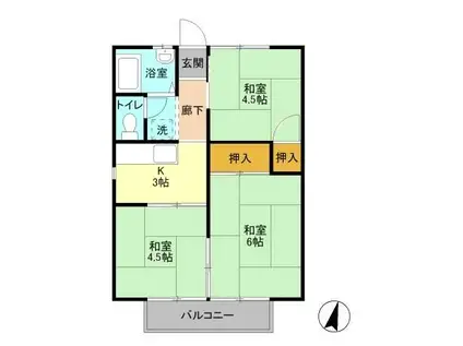 コーポ冨田I(3K/2階)の間取り写真