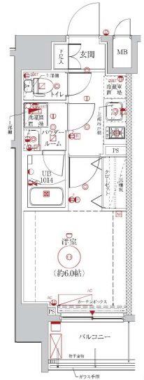 LUMEED横濱南(1K/4階)の間取り写真
