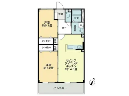 フォブールロジュマンI(2LDK/2階)の間取り写真