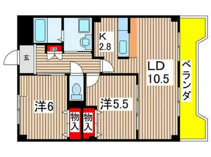 ヴェルス(2LDK/1階)の間取り写真