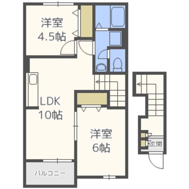 アンポツC(2LDK/2階)の間取り写真