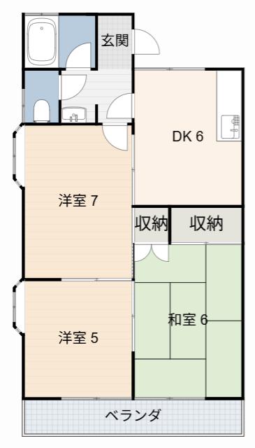 シャイン美園A棟(3DK/2階)の間取り写真
