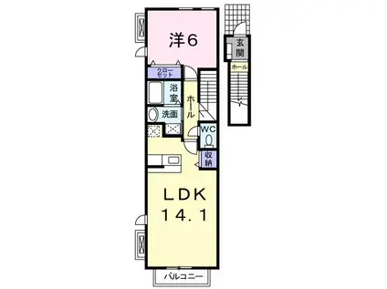 プリムローズB(1LDK/2階)の間取り写真