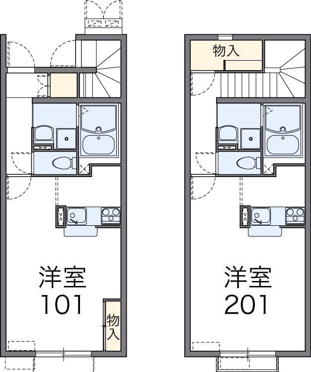 レオネクストフェリーチェ2号館(1K/2階)の間取り写真