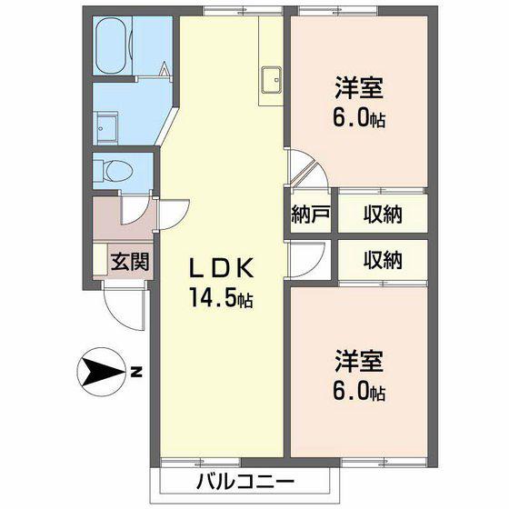 サニーコート山村(2LDK/1階)の間取り写真