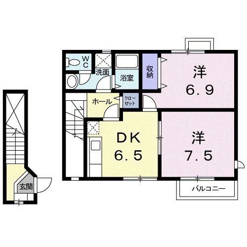 シャルマンジャン(2DK/2階)の間取り写真