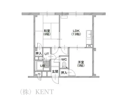 ハシモトロイヤル山の手(2LDK/3階)の間取り写真