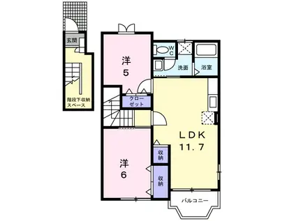 メゾンリーブルB(2LDK/2階)の間取り写真