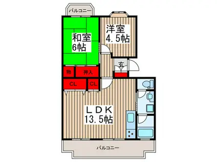 第2芝富士ハイツ(2LDK/3階)の間取り写真